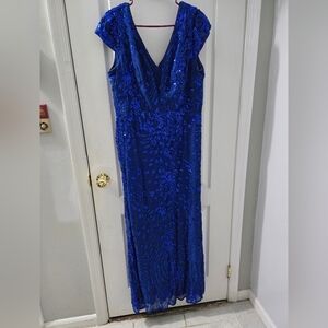 Elegant Blue Sequin Evening Gown